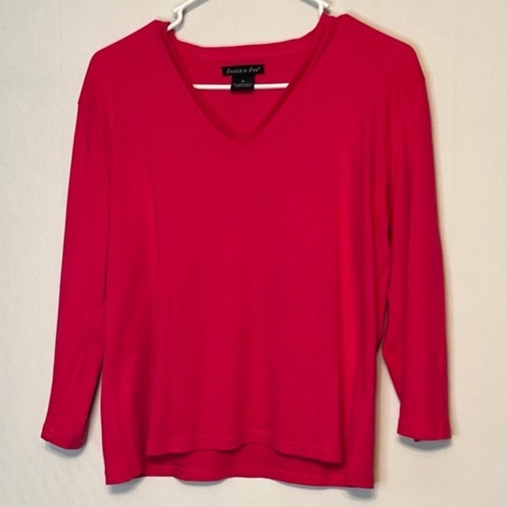 Vintage Eagle’s Eye Woman’s Long Sleeved V-Neck Pink Top Blouse Size XL.